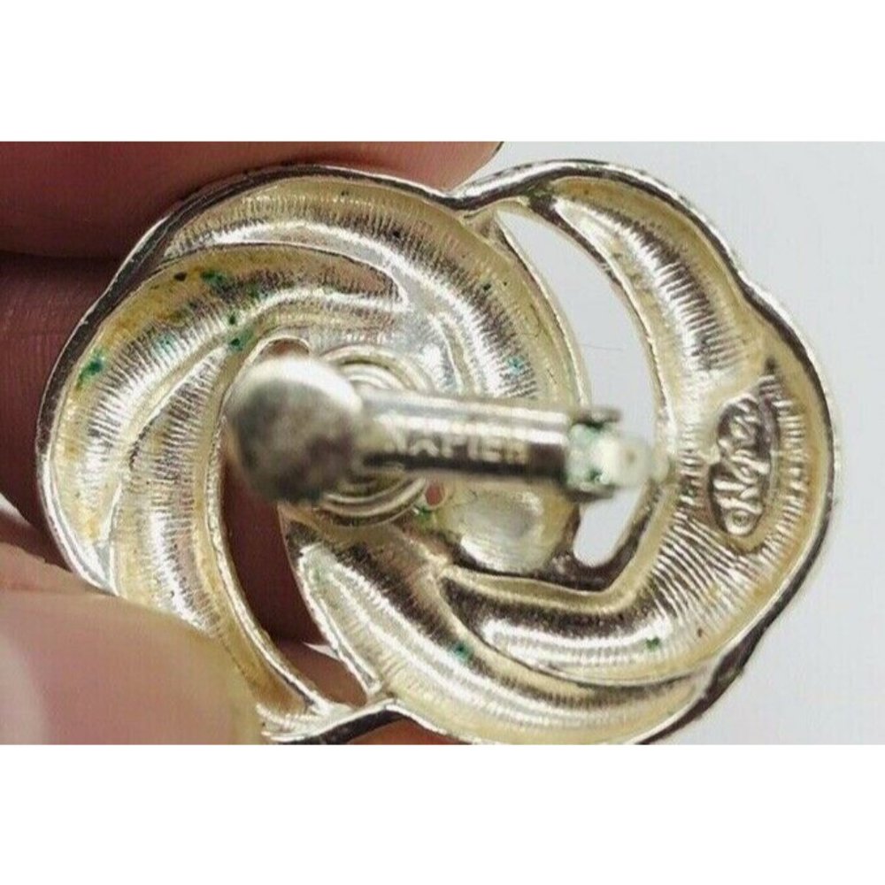 Napier Vintage Silver Tone Knot Ribbon Clip On Earrings - Picture 3 of 6